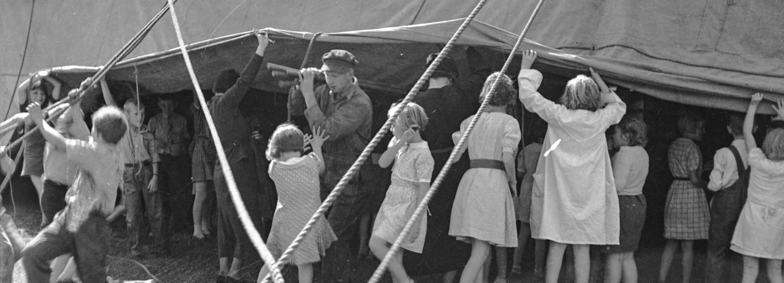 Kids at circus tent