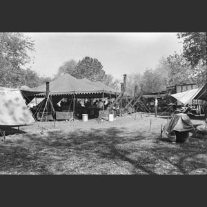 Side-view of cook-tent stoves etc Ringling Bros