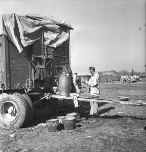 Circus scene Ringling Bros man washing