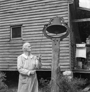 Grannie J_ ringing farm bell